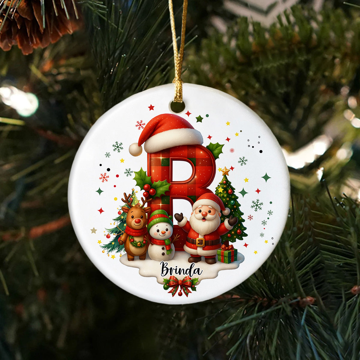 Custom Alphabet Personalized Christmas Ceramic Ornament HA75 897572