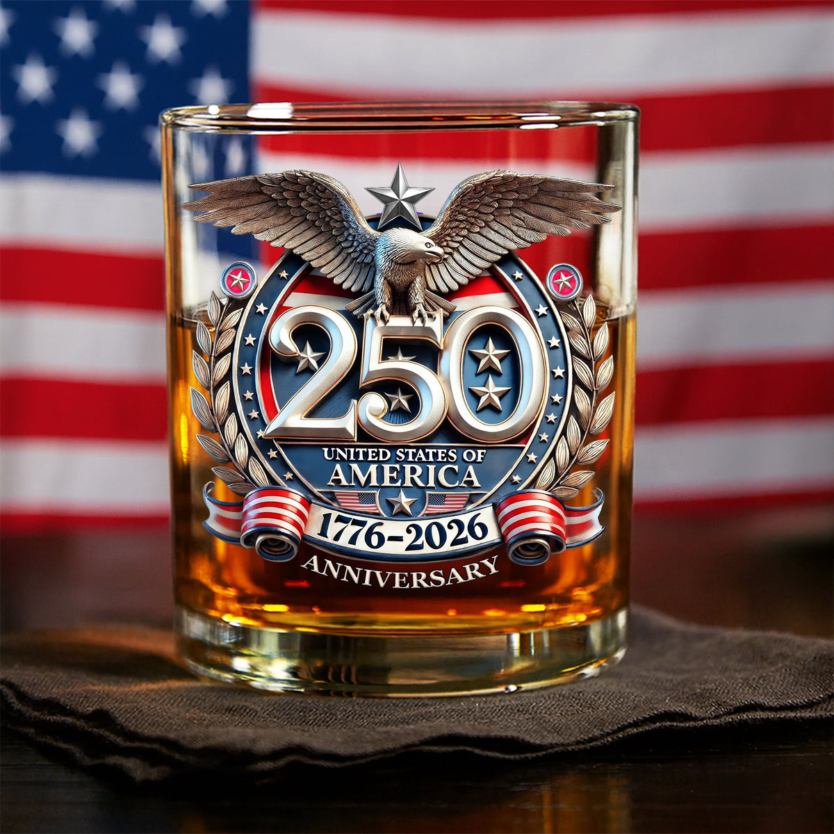 USA Eagles 250th Anniversary Semiquincentennial 1776-2026 Whiskey Glass LM32 899023