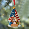 Custom Cute 3D Dog US Flag Christmas Tree Acrylic Ornament For Dog Lovers HA75 898066
