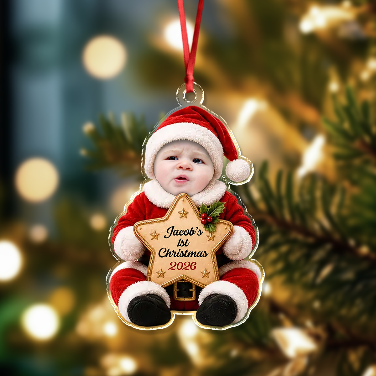 Custom Photo Baby's First Christmas Acrylic Ornament HA75 921902