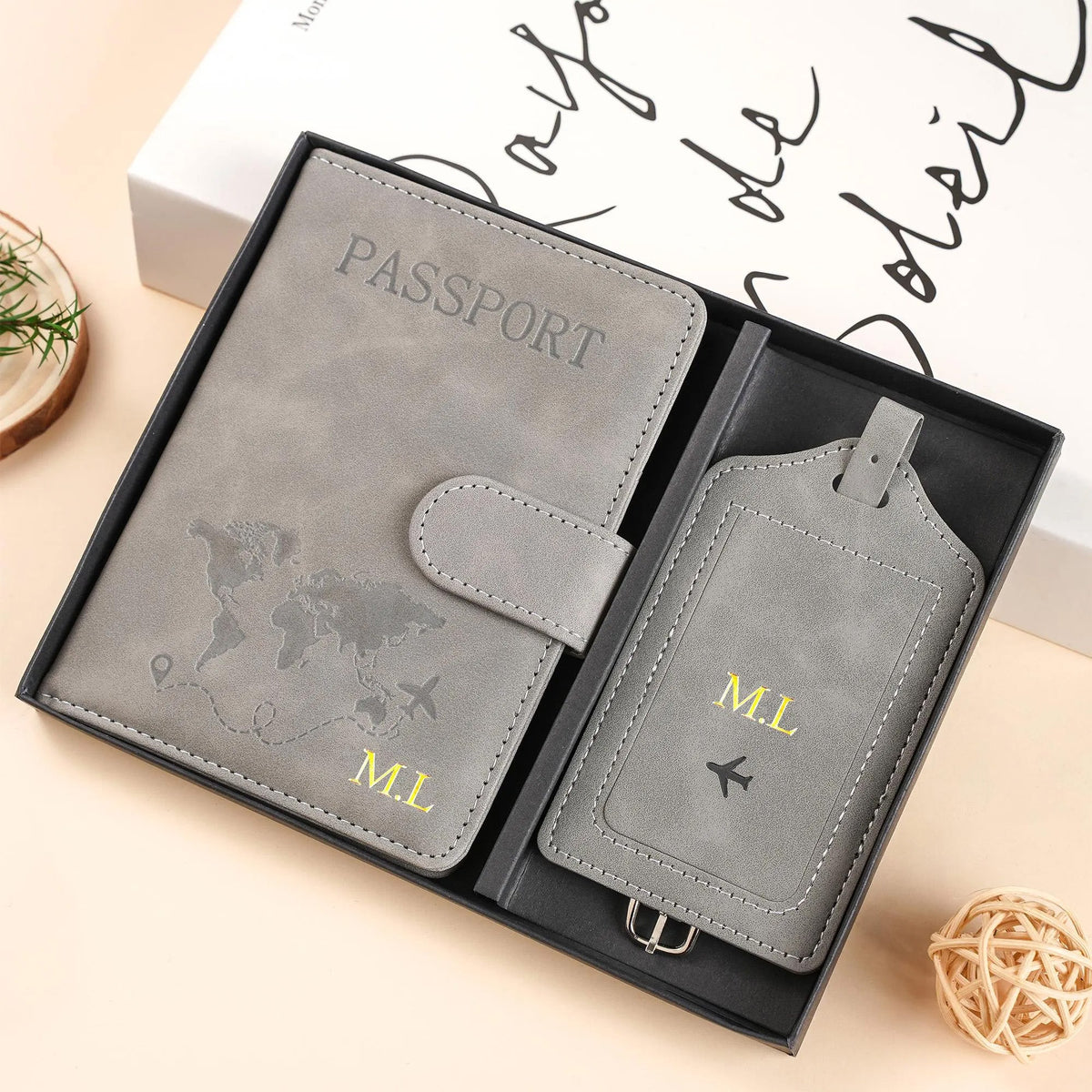 Personalized Name Passport Holder & Luggage Tag Set for Travelers, Custom Travel Gift HA75 919086