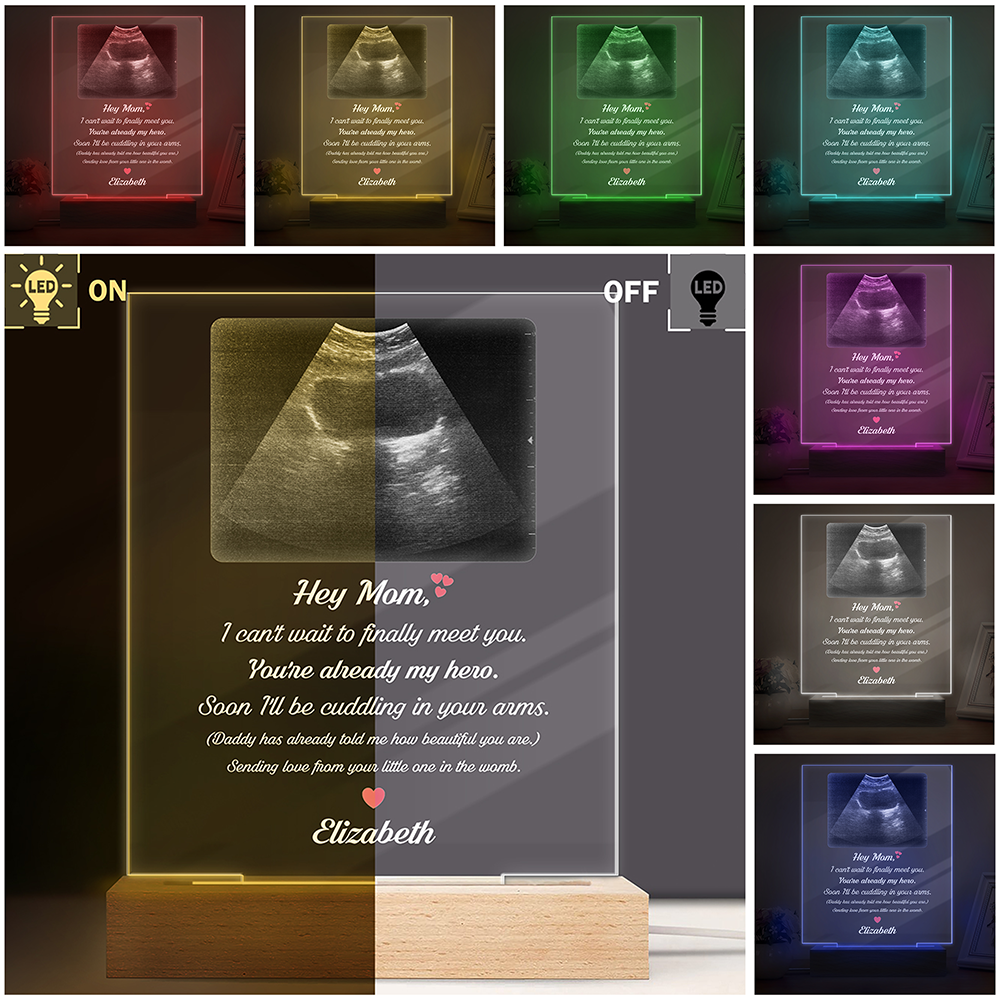 Personalized Ultrasound Photo Acrylic Plaque LED – Custom Baby Sonogram Night Light for Mom, Pregnancy Announcement Gift LM32 669513