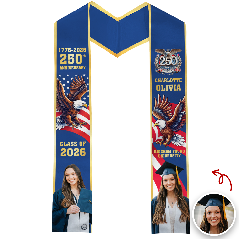 Custom Photo Class Of 2026 With America 250 Years Graduation Stole HO82 901480