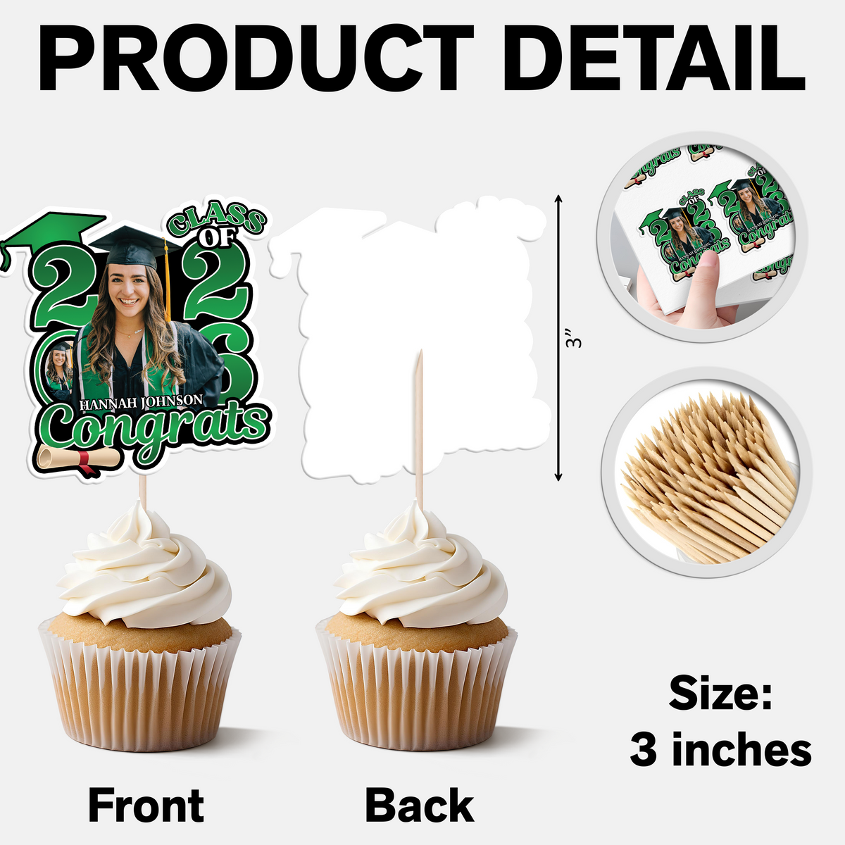 Custom Photo Congrats Class Of 2026 Cupcake Toppers HA75 920834
