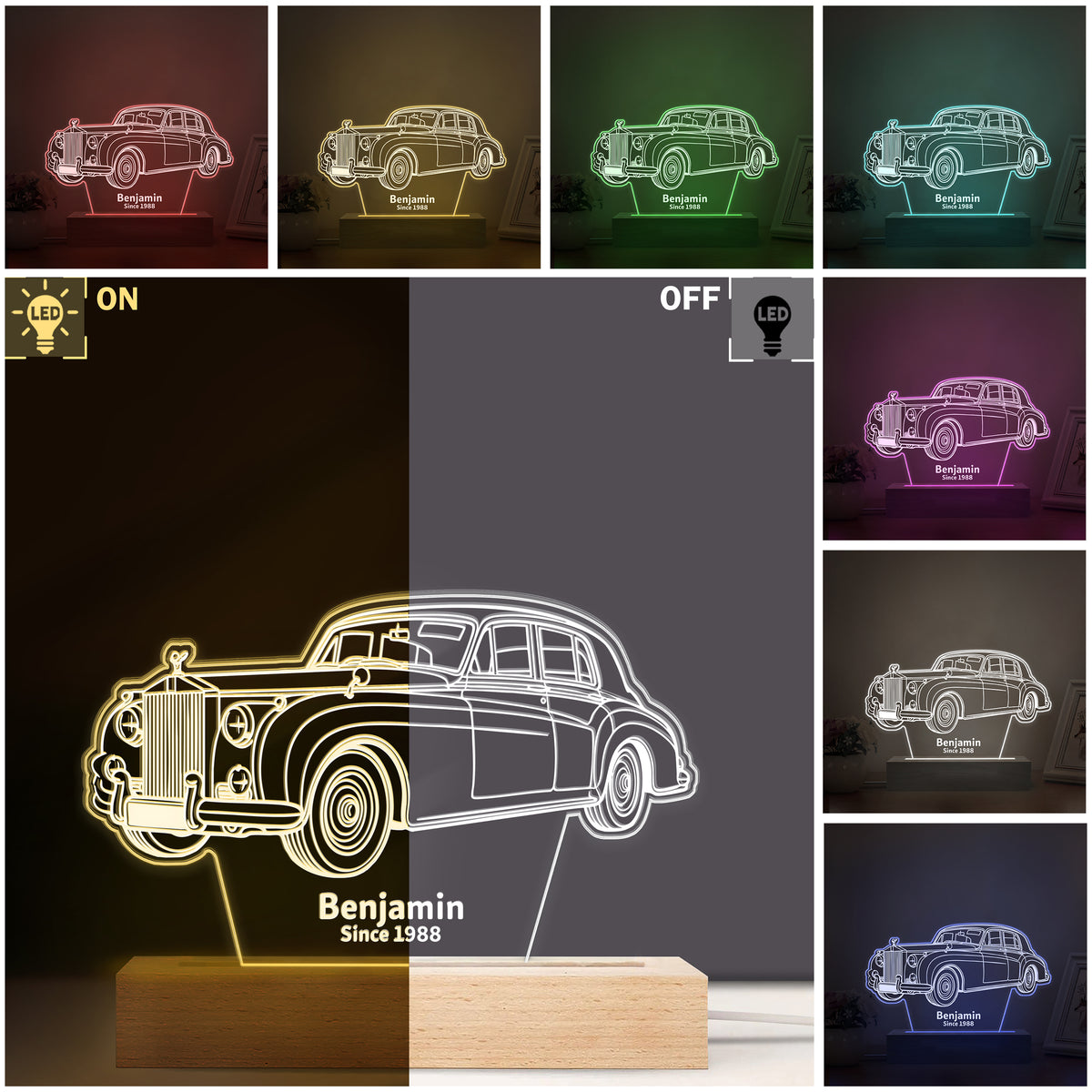 Custom 3D Car Sketch Shaped LED Night Light Plaque LM32 895015