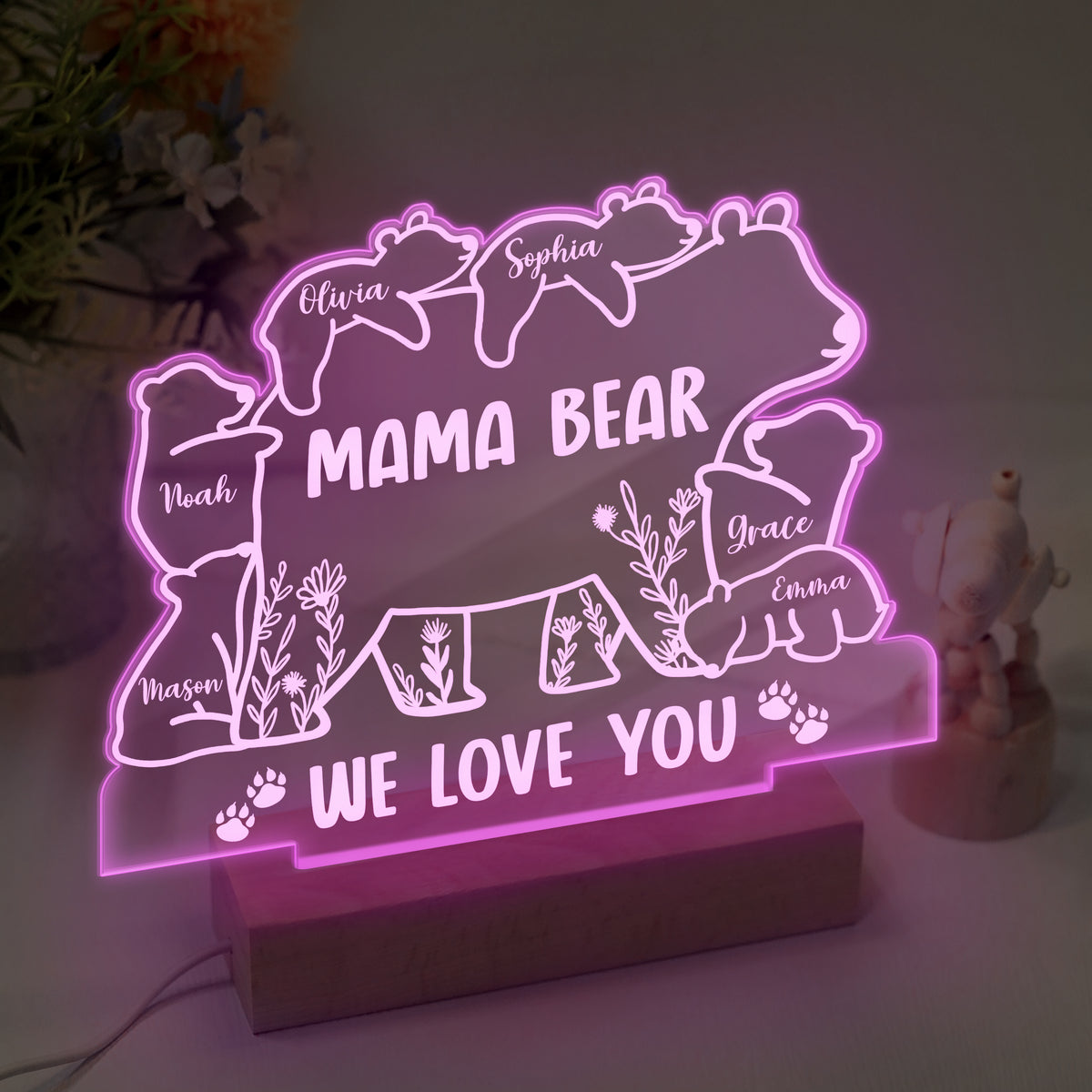 Mama Bear We Love You Personalized LED Night Light Gift For Mom Grandma CH07 895310