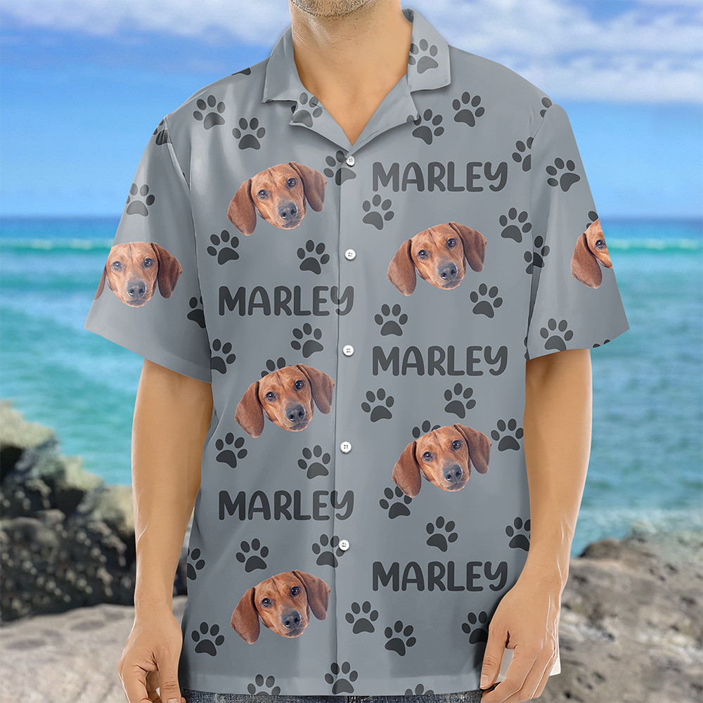 Custom Photo Funny Pet Face Pattern Dog Cat Family Hawaii Shirt HA75 892312