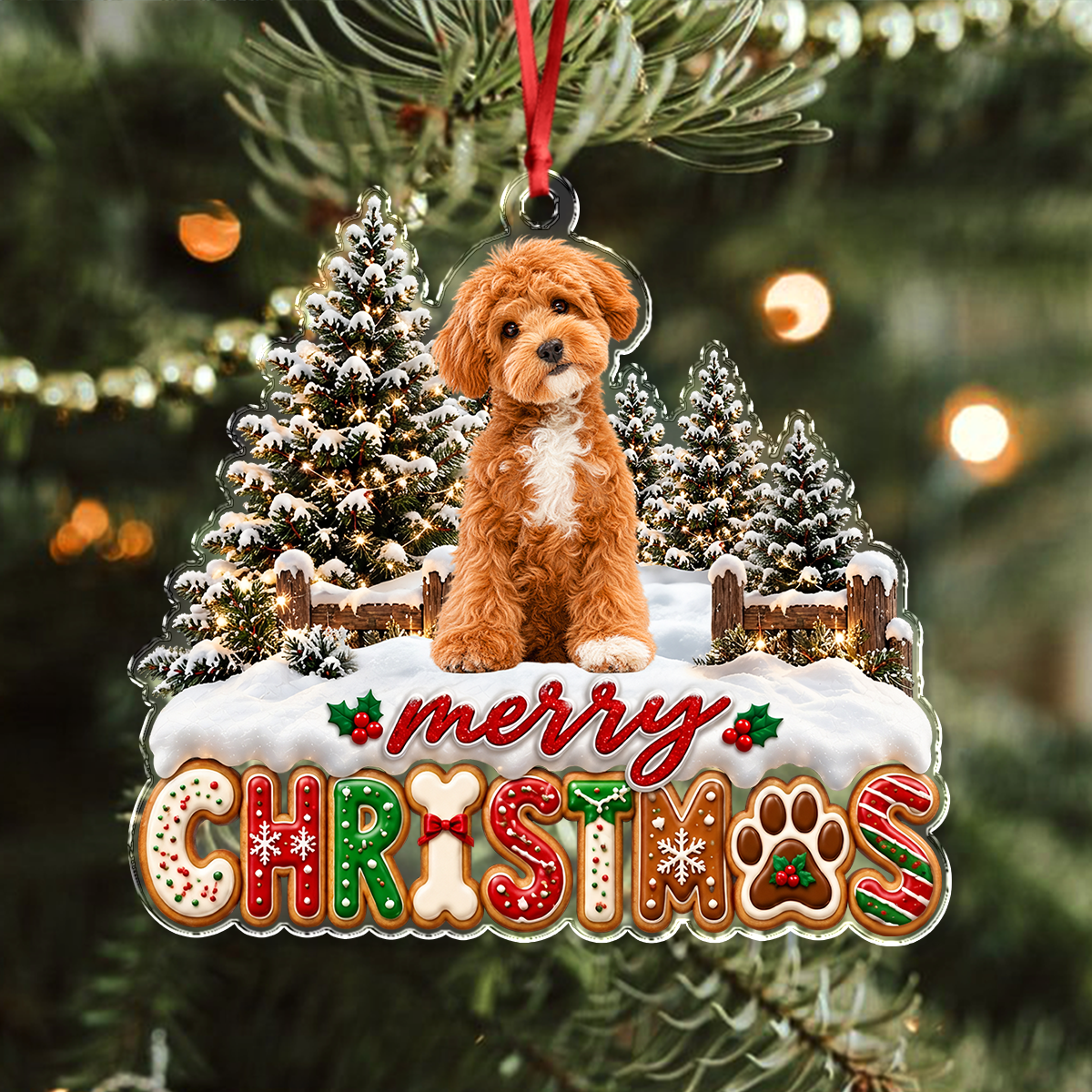 Custom Pet Photo Merry Christmas Acrylic Ornament Pet Lover Gift, Festive Christmas Tree Decoration LM32 670291