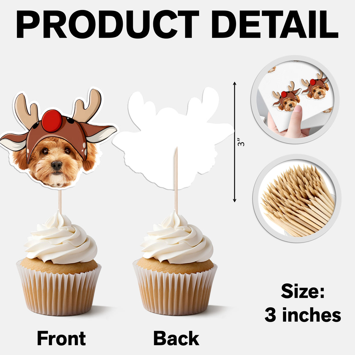 Custom Photo Cute Dog Cupcake Topper Christmas Gift For Dog Lovers TH10 894753