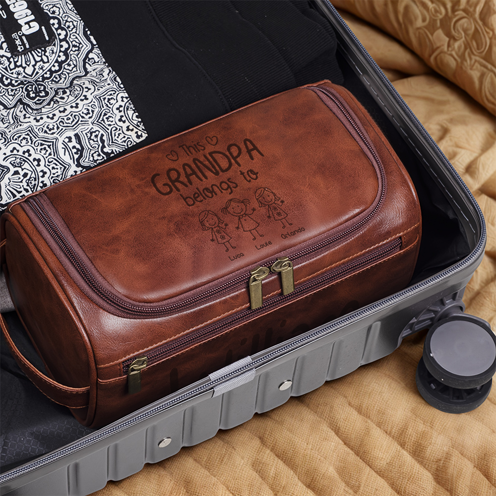 This Grandpa Belongs To Personalized Toiletry Bag With 2 Zip Gift For Grandpa And Dad TH10 894923