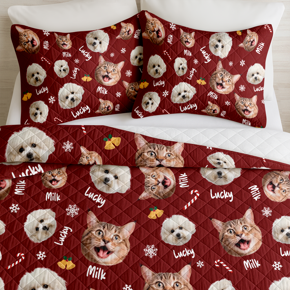 Custom Pets Face And Name - Personalized Photo Bedding Set Gift For Dog Lover Cat Lover CH07 899764