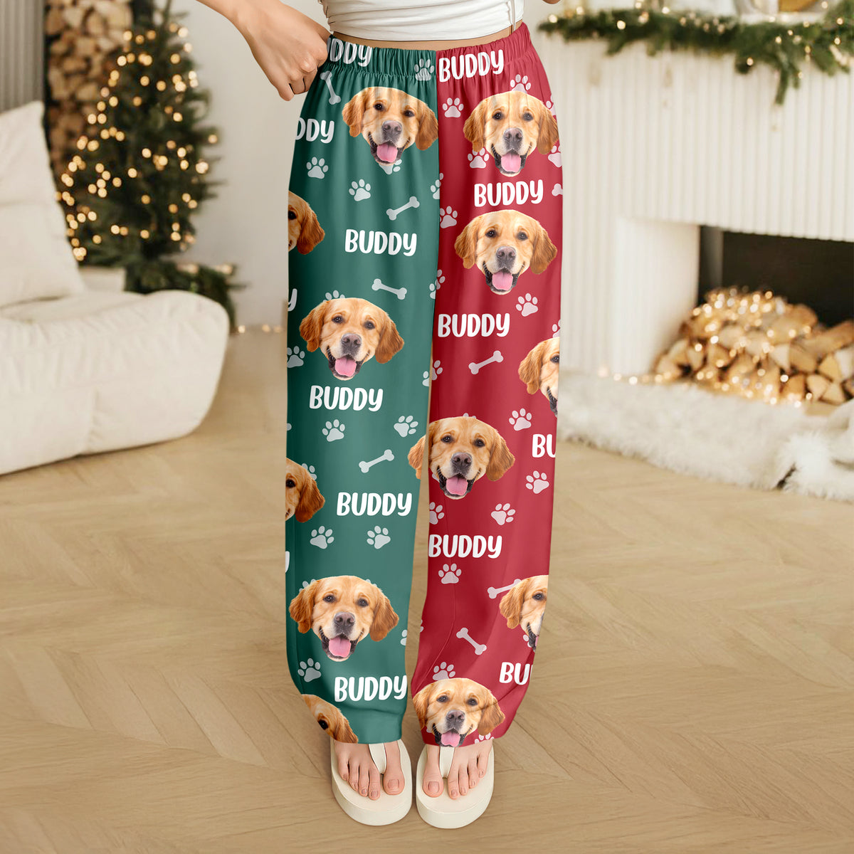 Custom Dog Face Photo Color Split Sweatpants Gift For Christmas HO82 900386