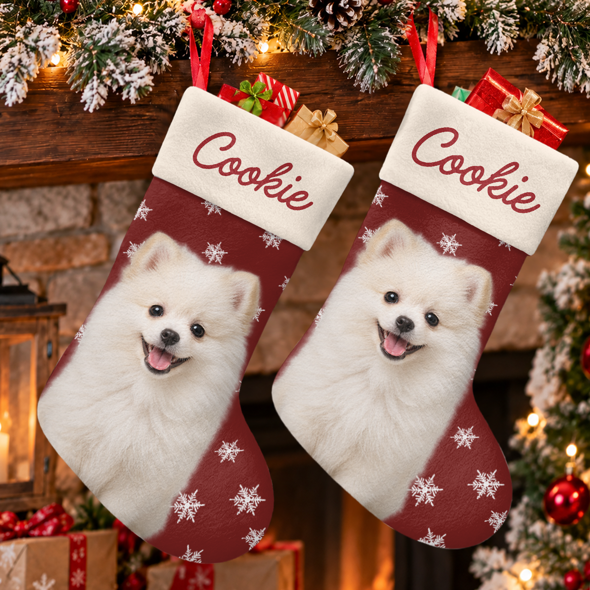 Personalized Dog Photo And Name Christmas Stocking, Holiday Decoration Gift LM32 670479