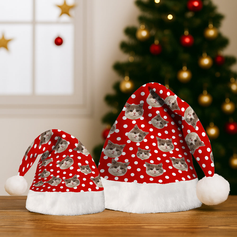 Custom Funny Cat Face Christmas Unique Santa Hat For Cat Lovers LM32 895343