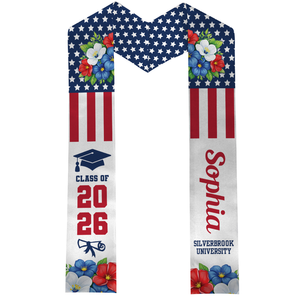 Personalized Amerian Flag Class of 2026 Graduation Stoles HA75 920830