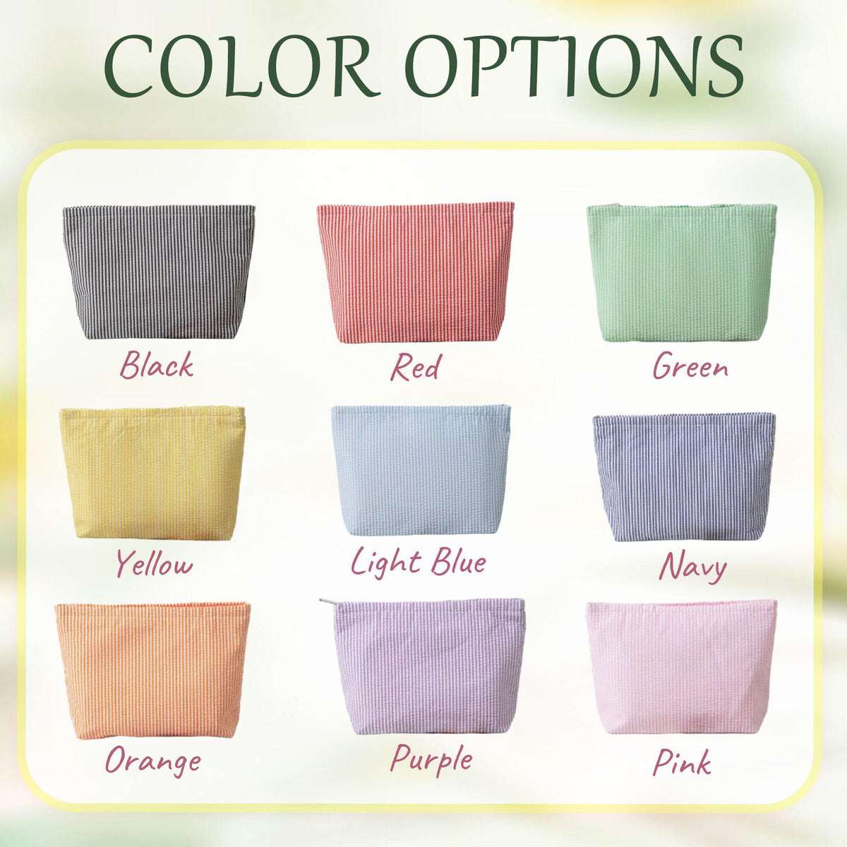 Personalized Name Seersucker Makeup Bag - Gift For Mom, Girlfriend, Women, Summer Gift HO82 902064
