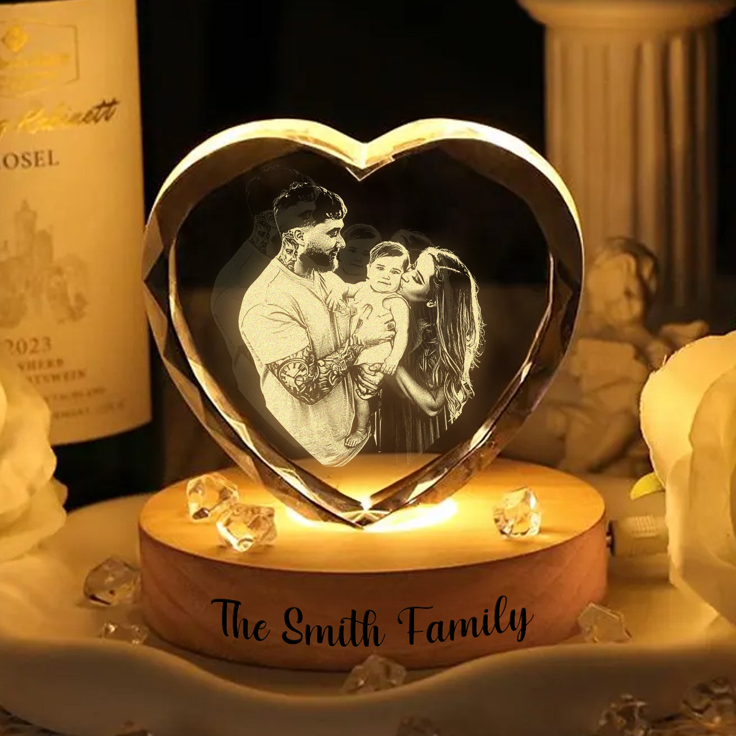 Custom Family Photo Engraved Crystal Photo With Light HA75 898206
