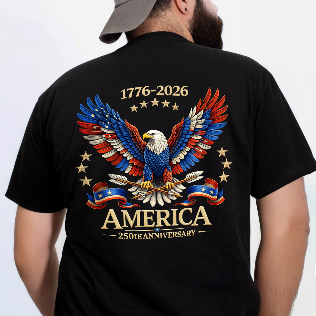 250th Anniversary America Patriotic T-Shirt, Bald Eagle American Flag Back Shirt CH07 910958