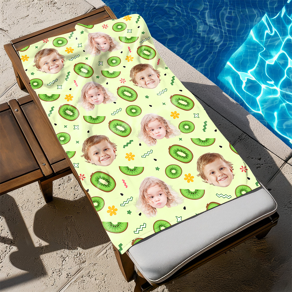 Custom Photo Fruits Beach Towel With Name, Vacation Gift CH07 895820