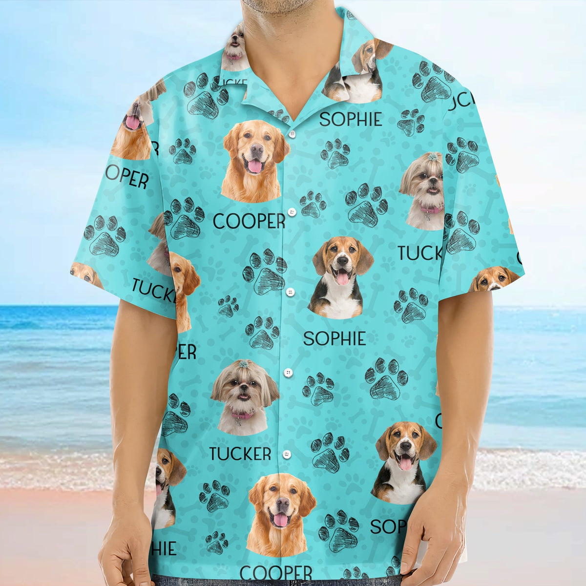 Custom Dog Photo With Paw Pattern Hawaii Shirt For Dog Lover TH10 894077