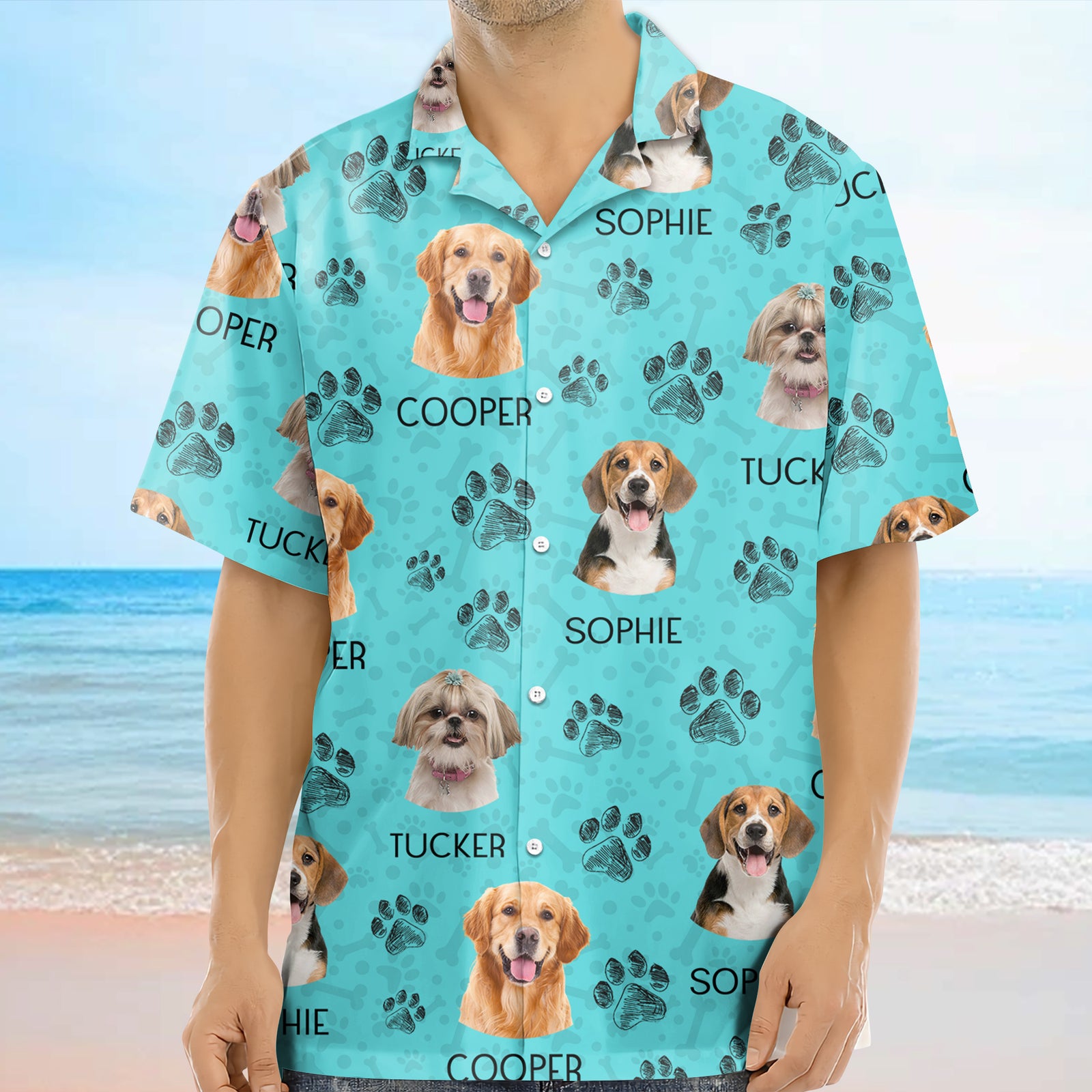 Custom Dog Photo With Paw Pattern Hawaii Shirt For Dog Lover TH10 894077