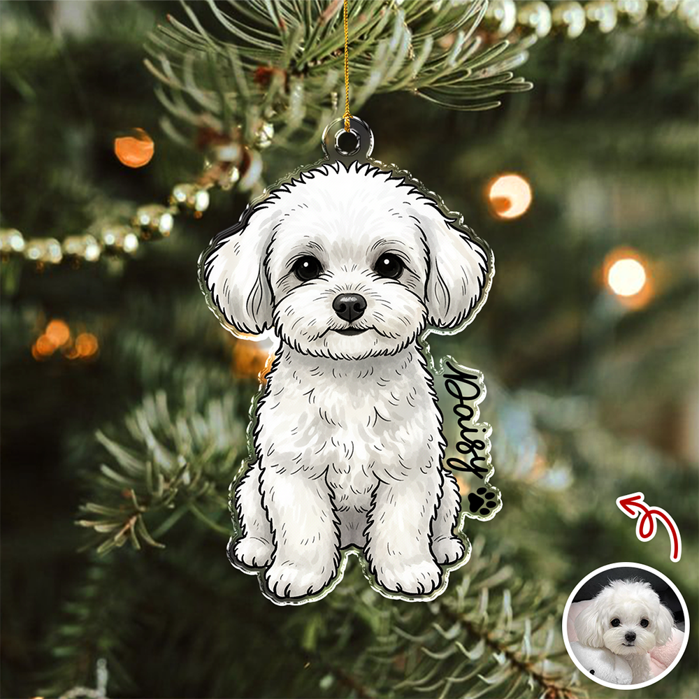 Custom Cute Dog Photo Portrait Christmas Decoration Acrylic Ornament LM32 895713