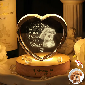 Custom Photo Memorial Once By My Side Forever In My Heart Engraved Crystal Photo With Light CH07 910082
