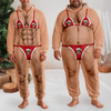 Funny Christmas Santa Bikini Onesie Pajamas Hairy Body Funny Gag Gift CH07 180580