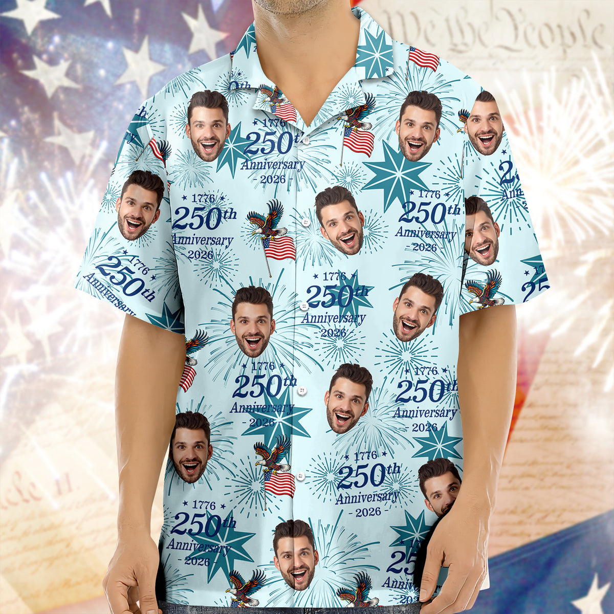 Custom Photo USA 250 Anniversary 1776-2026 Hawaiian Shirt HO82 902050