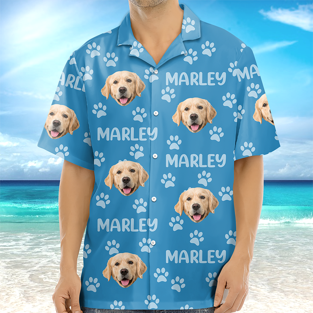 Custom Photo Funny Pet Face Pattern Dog Cat Family Hawaii Shirt HA75 892312