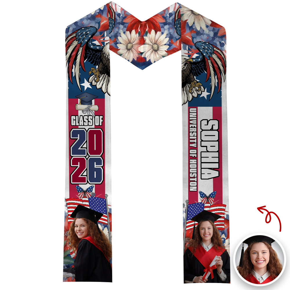 Custom Photo America 250 Years Of Freedom Class Of 2026 Graduation Stole LM32 897693