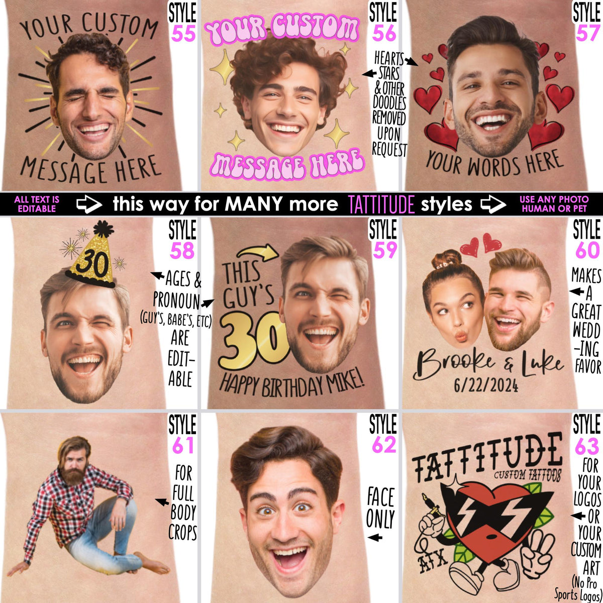 Custom Funny Photo Bachelorette, Birthday Party Tattoos Favors LM32 897663