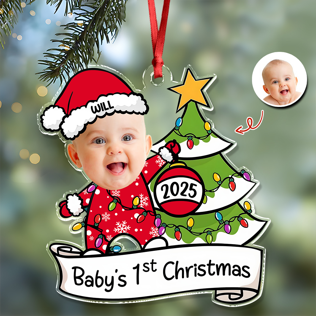 Custom Photo Baby's First Christmas Personalized Acrylic Ornament New Born Gift HA75 892860