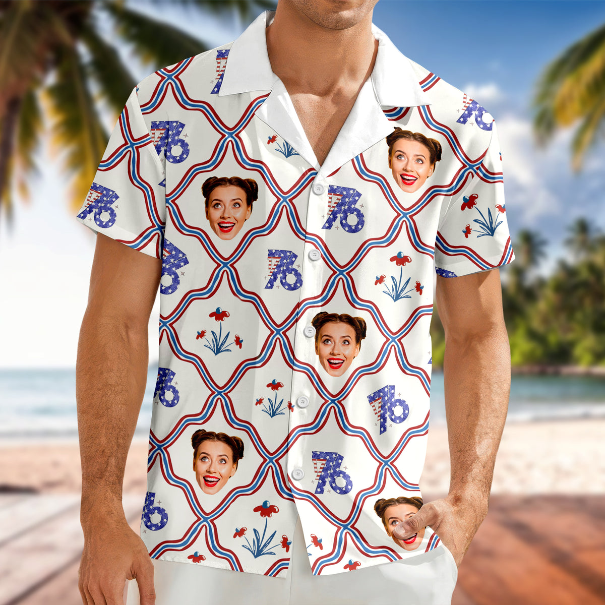 Custom Photo USA 250th Anniversary Patriotic Hawaii Shirt HA75 898818