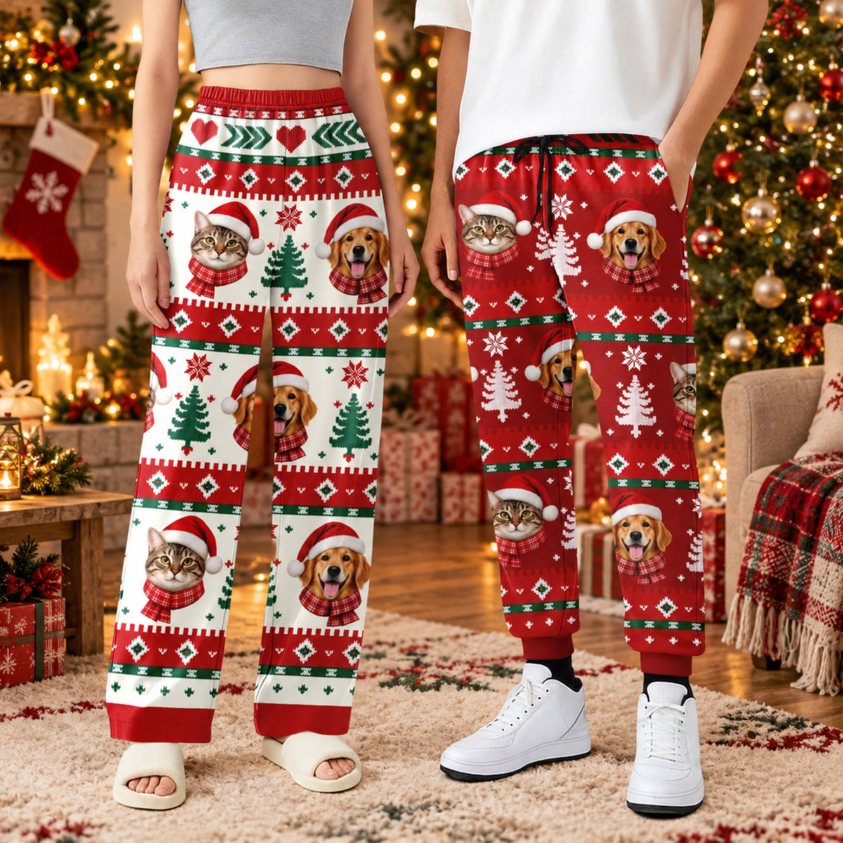 Custom Photo Dog Cat Christmas Sweatpants HA75 919406