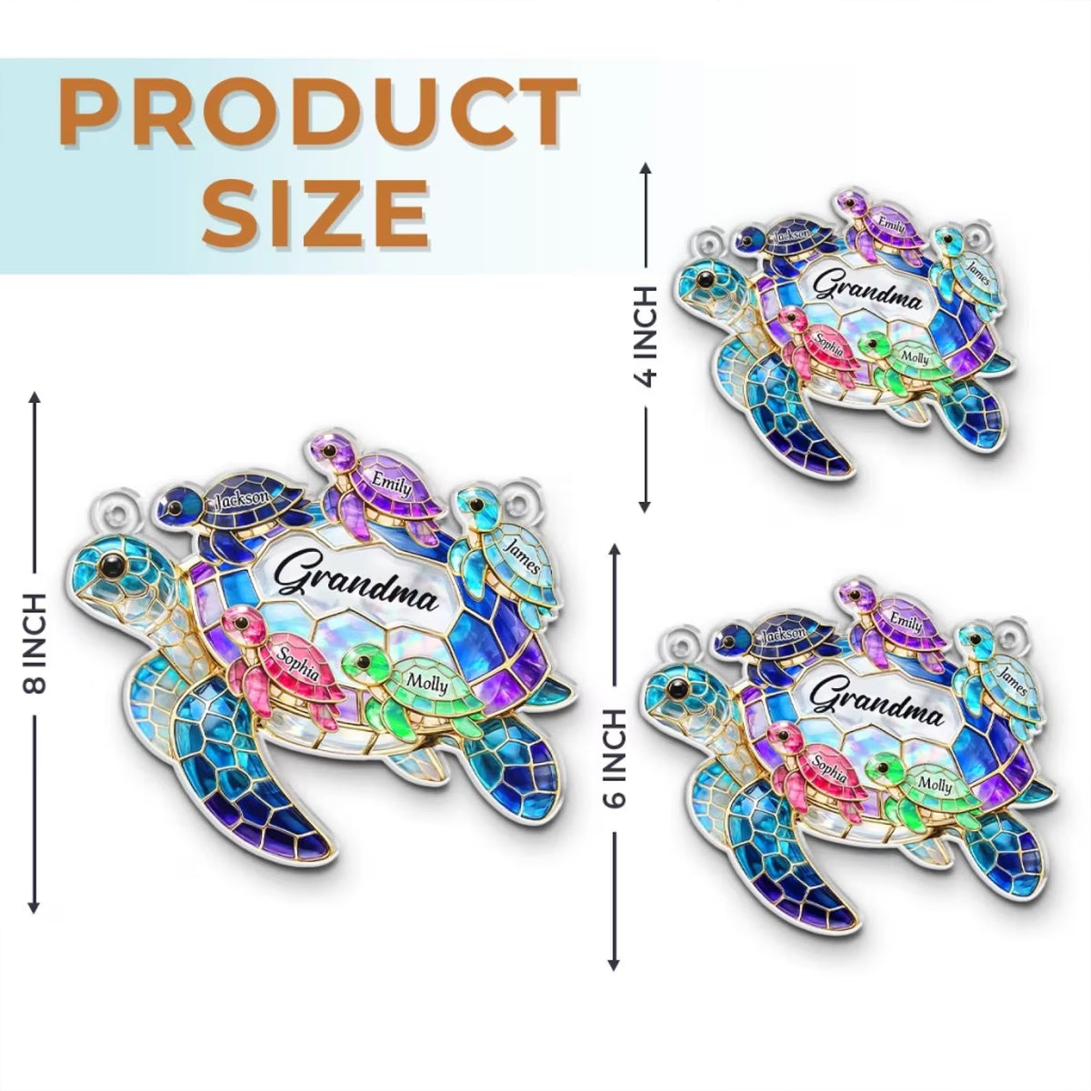 Personalized Turtle Window Hanging Suncatcher Ornament - Gift For Mother's Day HO82 902134