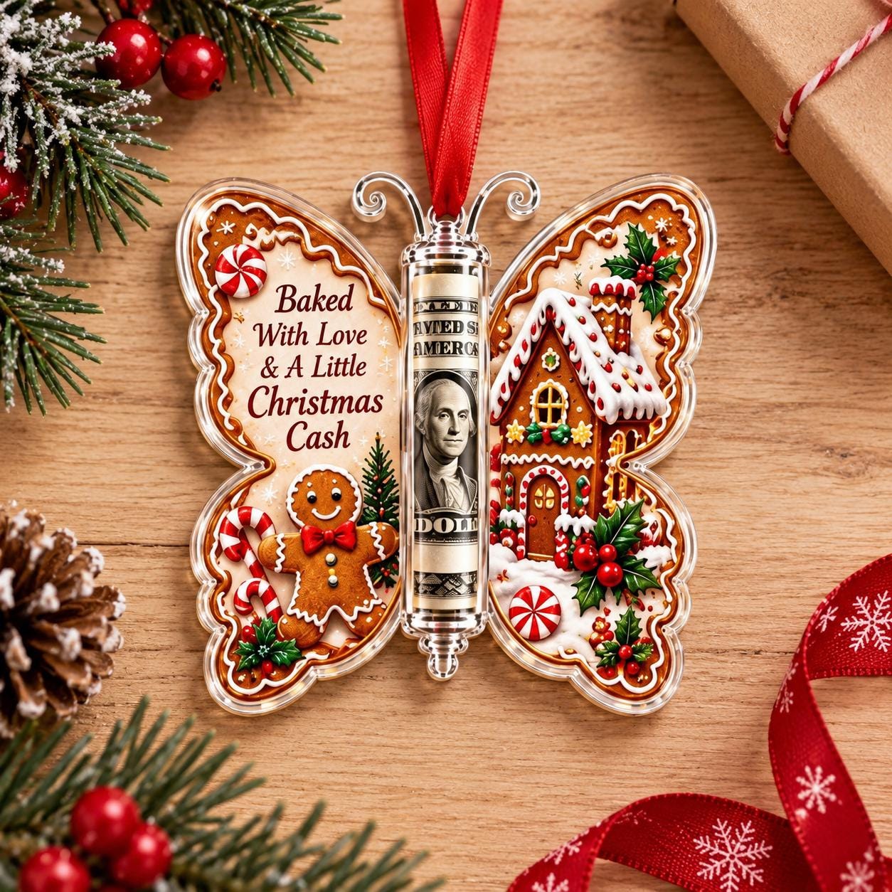 A Little Christmas Cash Butterfly Money Holder Ornament, Holiday Decor Gift LM32 670339
