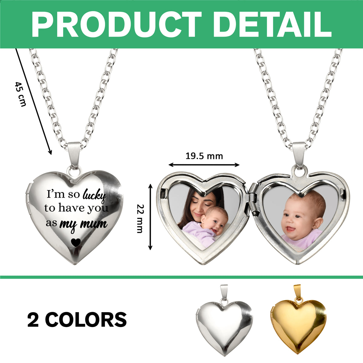 Custom Photo I'm So Lucky To Have You As My Mom Heart Locket Necklace HA75 920698