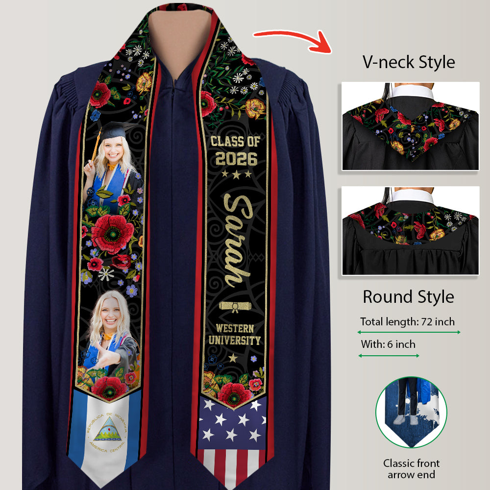 Custom Photo Class of 2026 Country Flag Graduation Stole HA75 898892