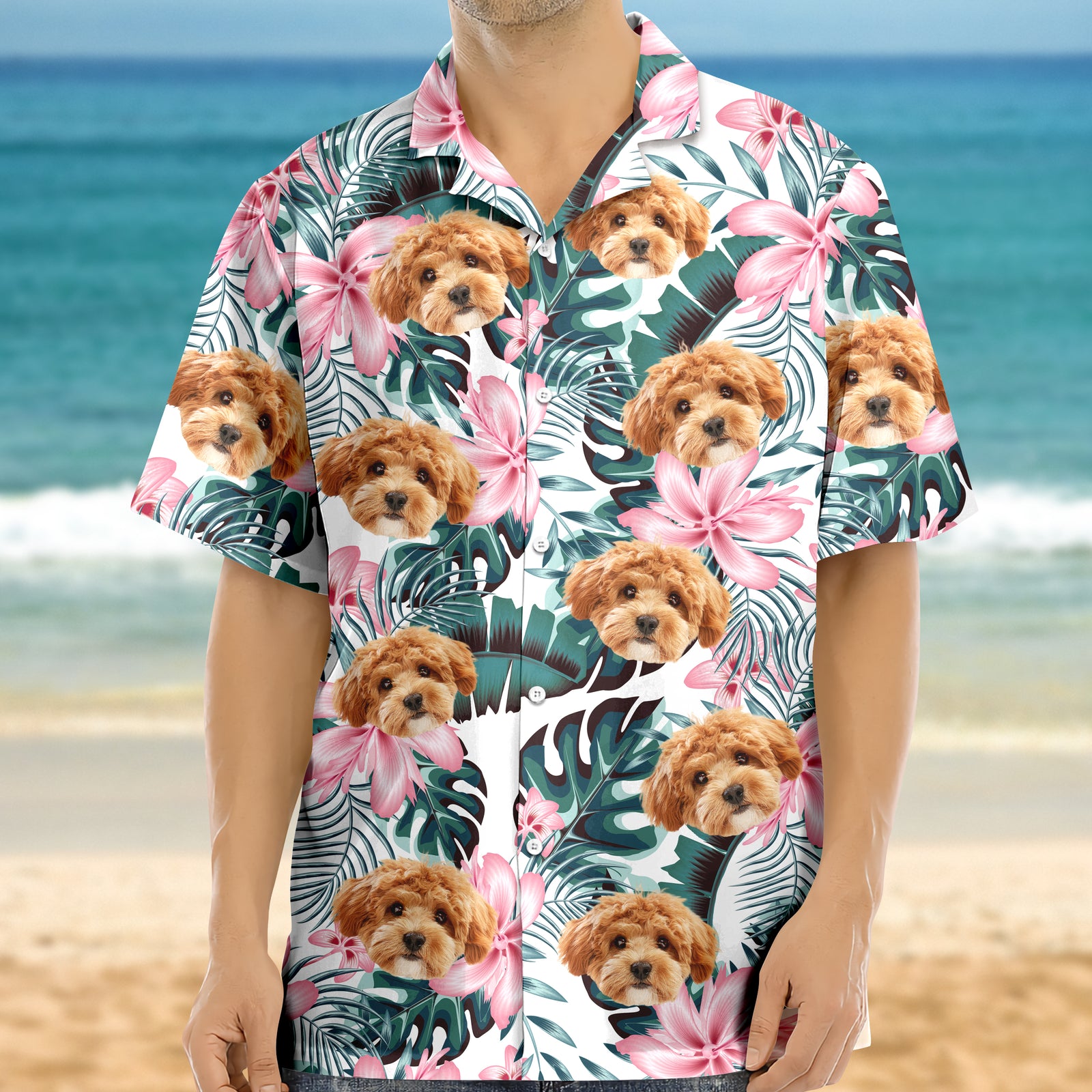 Custom Photo Funny Face Dog Tropical Floral Hawaii Shirt HA75 892260
