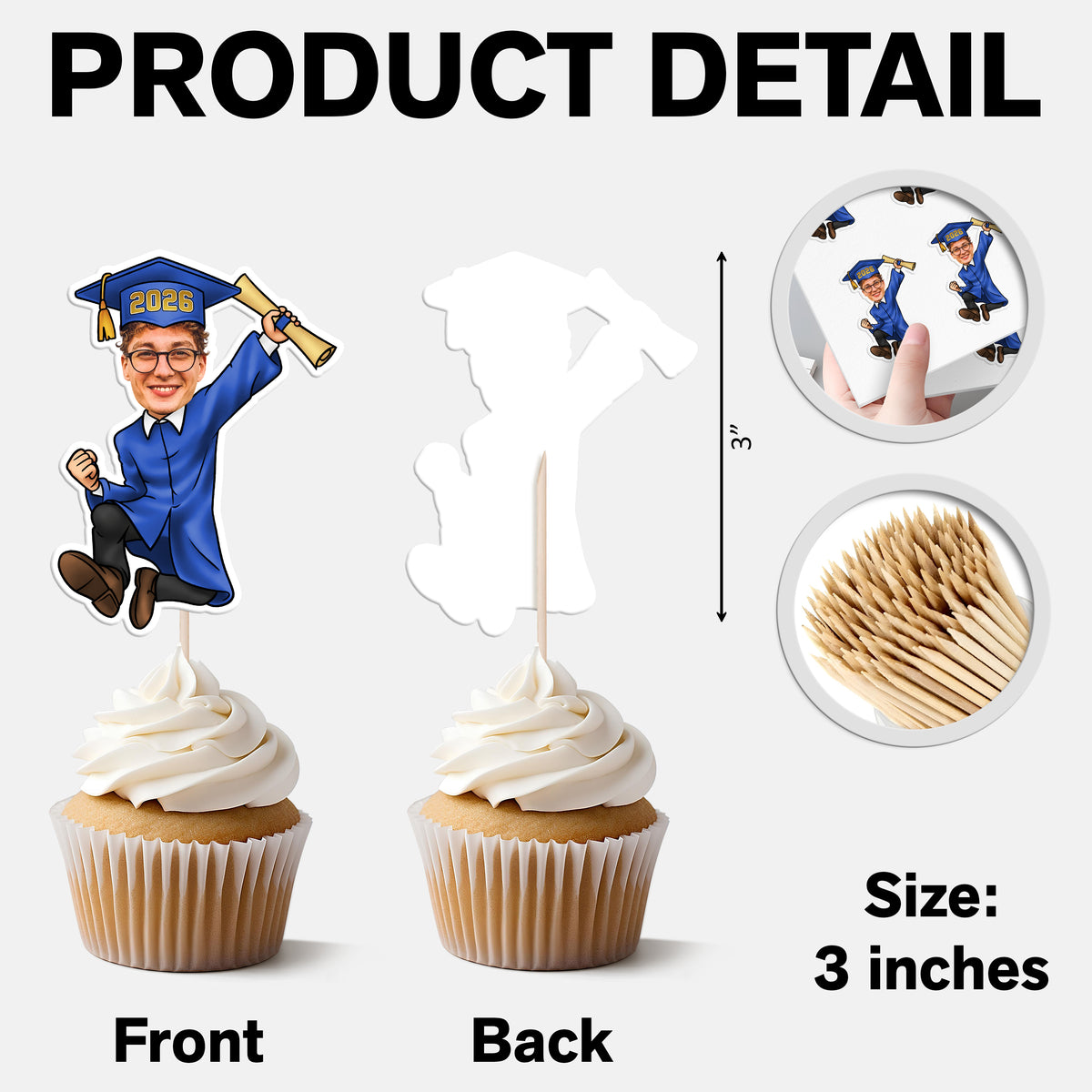 Custom Funny Face Class of 2026 Cupcake Toppers for Graduation Party HO82 901348
