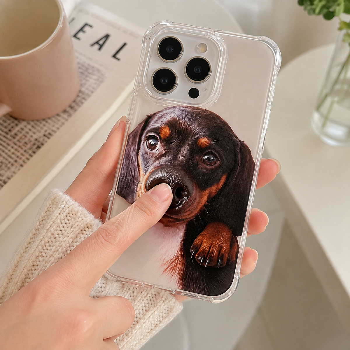 Custom Cute Dog Cat Photo Phone Case with Squeeze Nose for IPhone LM32 669885