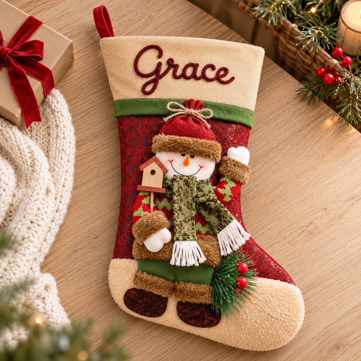 Personalized 3D Christmas Stockings, Santa, Snowman or Reindeer Design LM32 670277