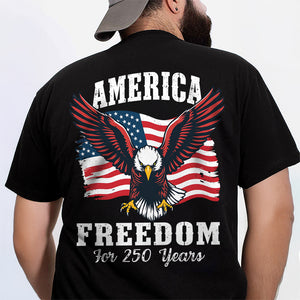 America 250 Years of Freedom Patriotic Eagle Flag Back Side Dark Shirt HA75 897334