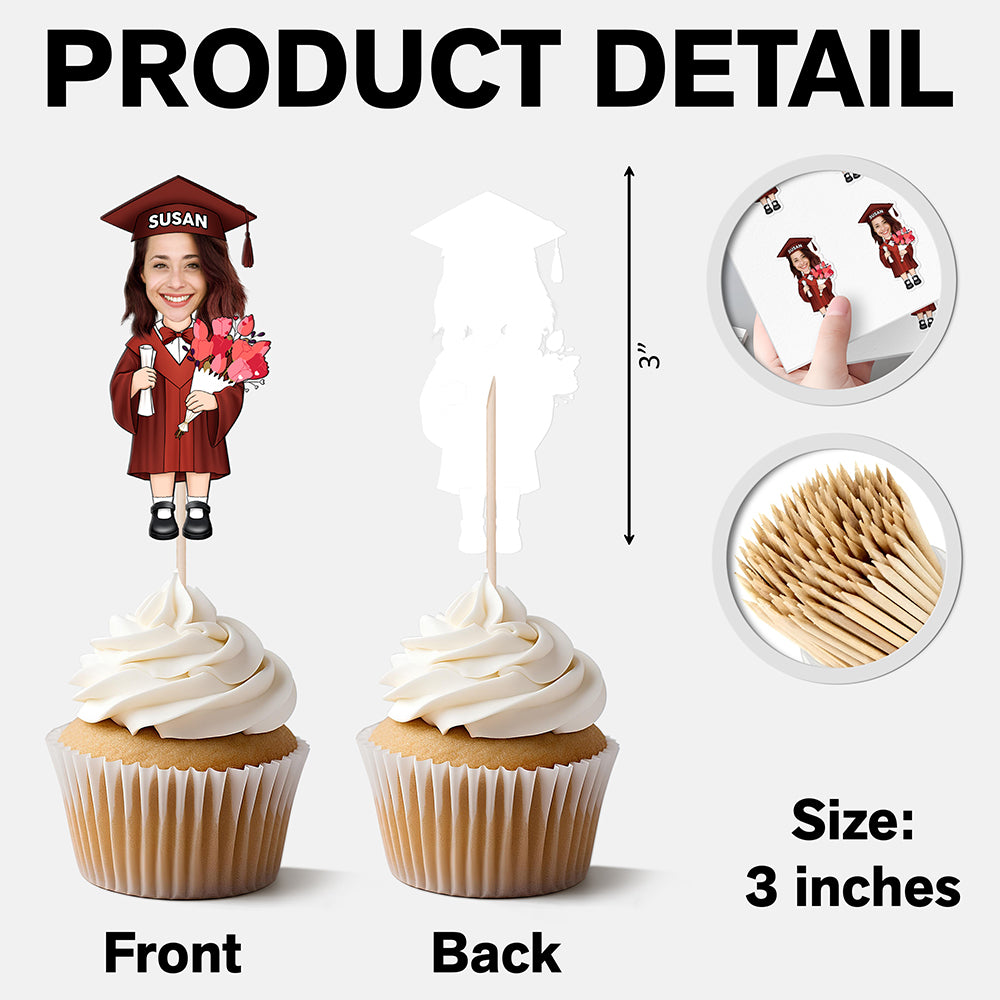 Custom Funny Face Class of 2025 Graduation Decoration Cupcake Toppers HA75 892120