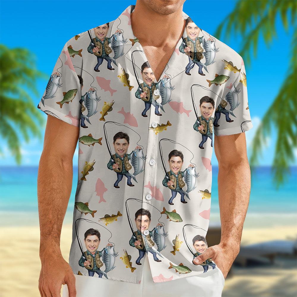 Custom Human Face Bass Fishing Hawaii Shirt For Fisherman LM32 893335