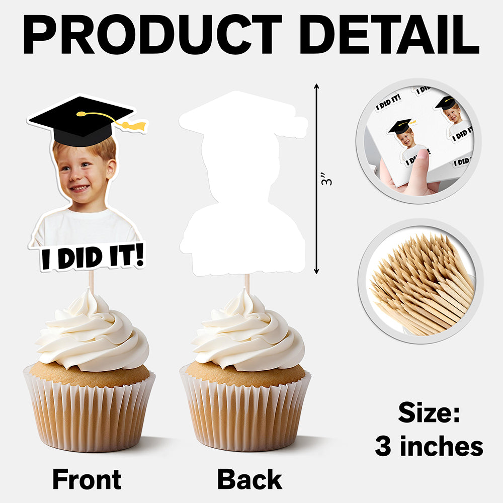 Custom Graduation Photo Look Who's Graduated Cupcake Topper HO82 901386