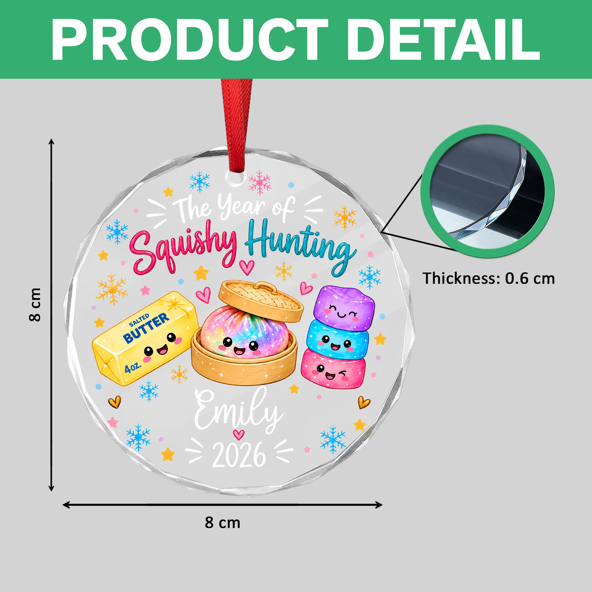 Personalized Squishy Hunting Christmas Glass Ornament Funny 2026 Holiday Keepsake LM32 670145