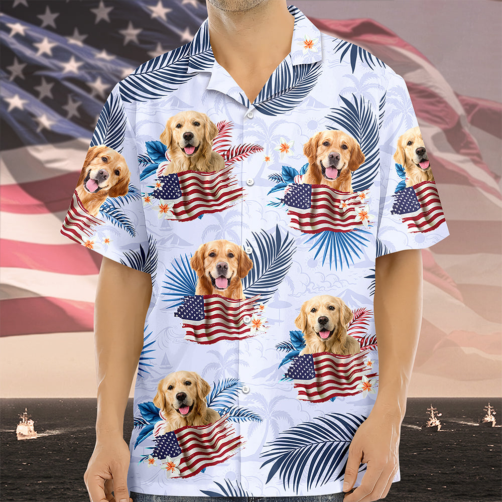 Custom Photo Dog Cat America Flag Hawaiian Shirt HA75 892540