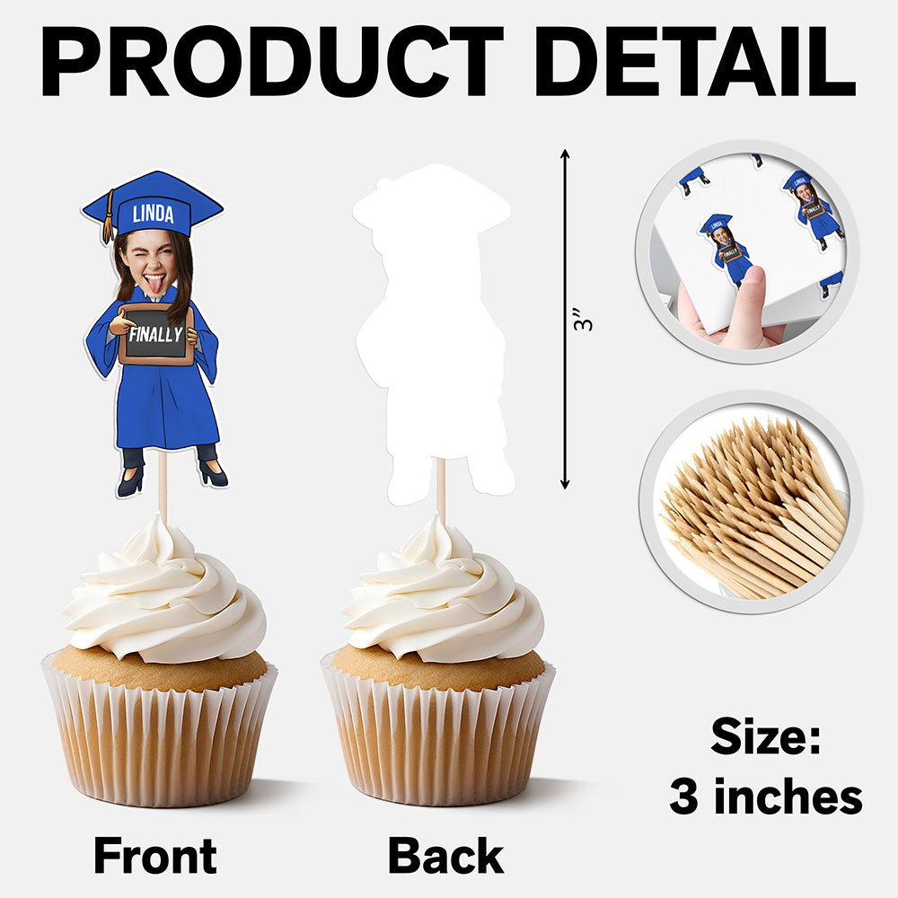 Custom Funny Face Finished Graduate Physical Cupcake Toppers – Class of 2026 Party Decor HO82 901338